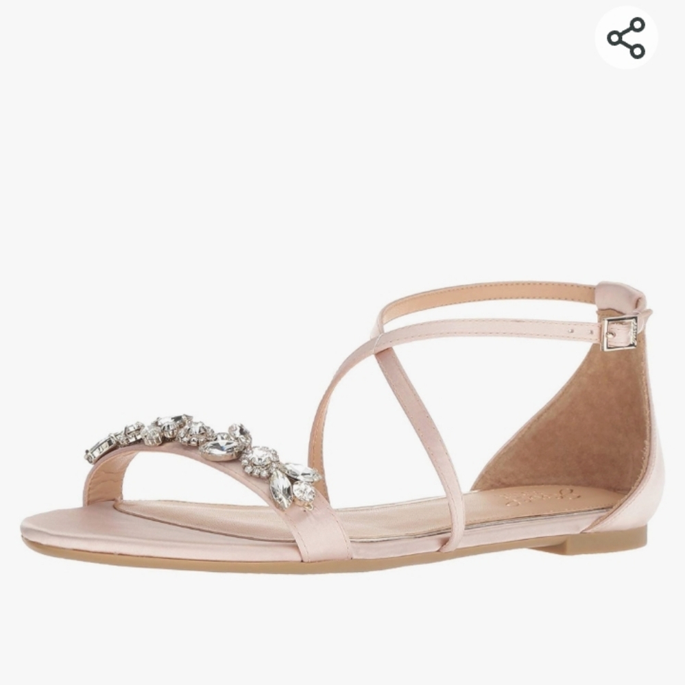 Jewel Badgley Tessa flat evening sandals size 8